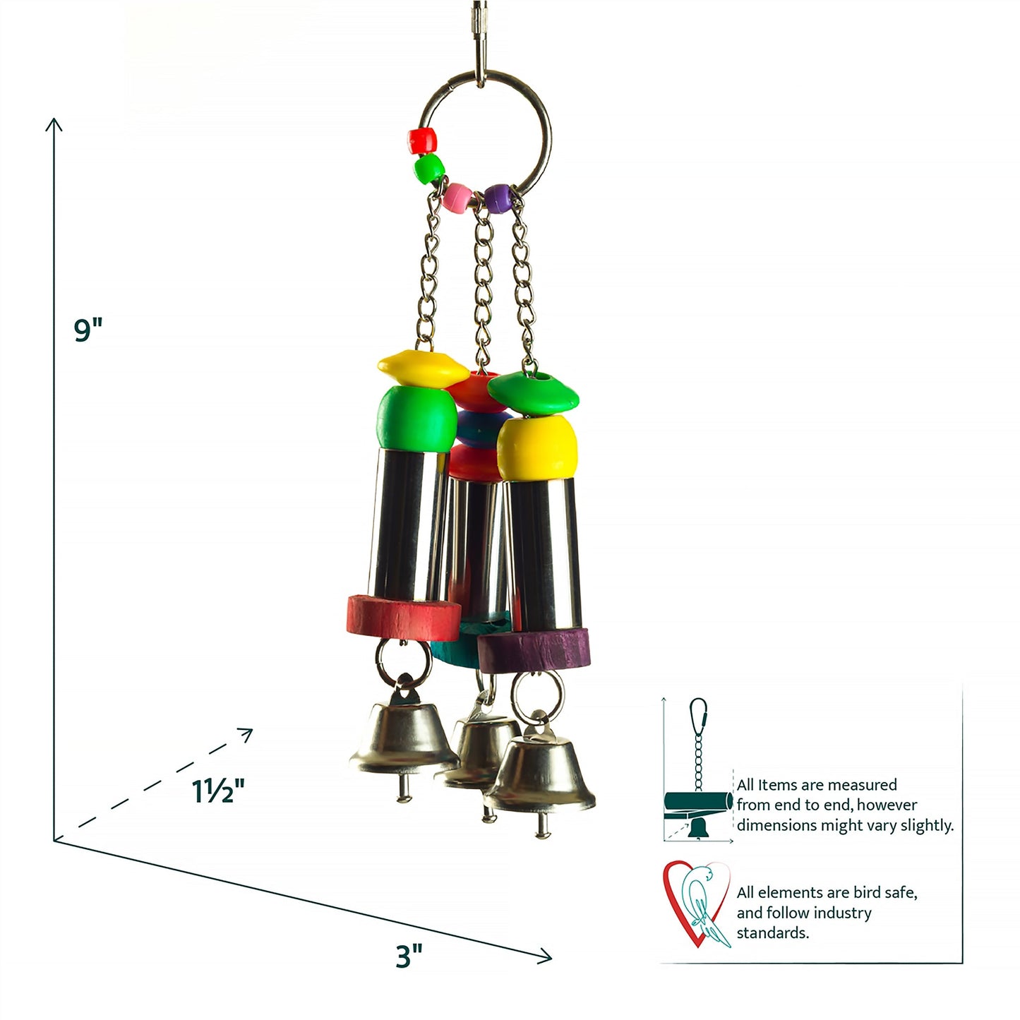 #2138 Aria Tassel Tubes - Noise-Making Chew Bird Toy
