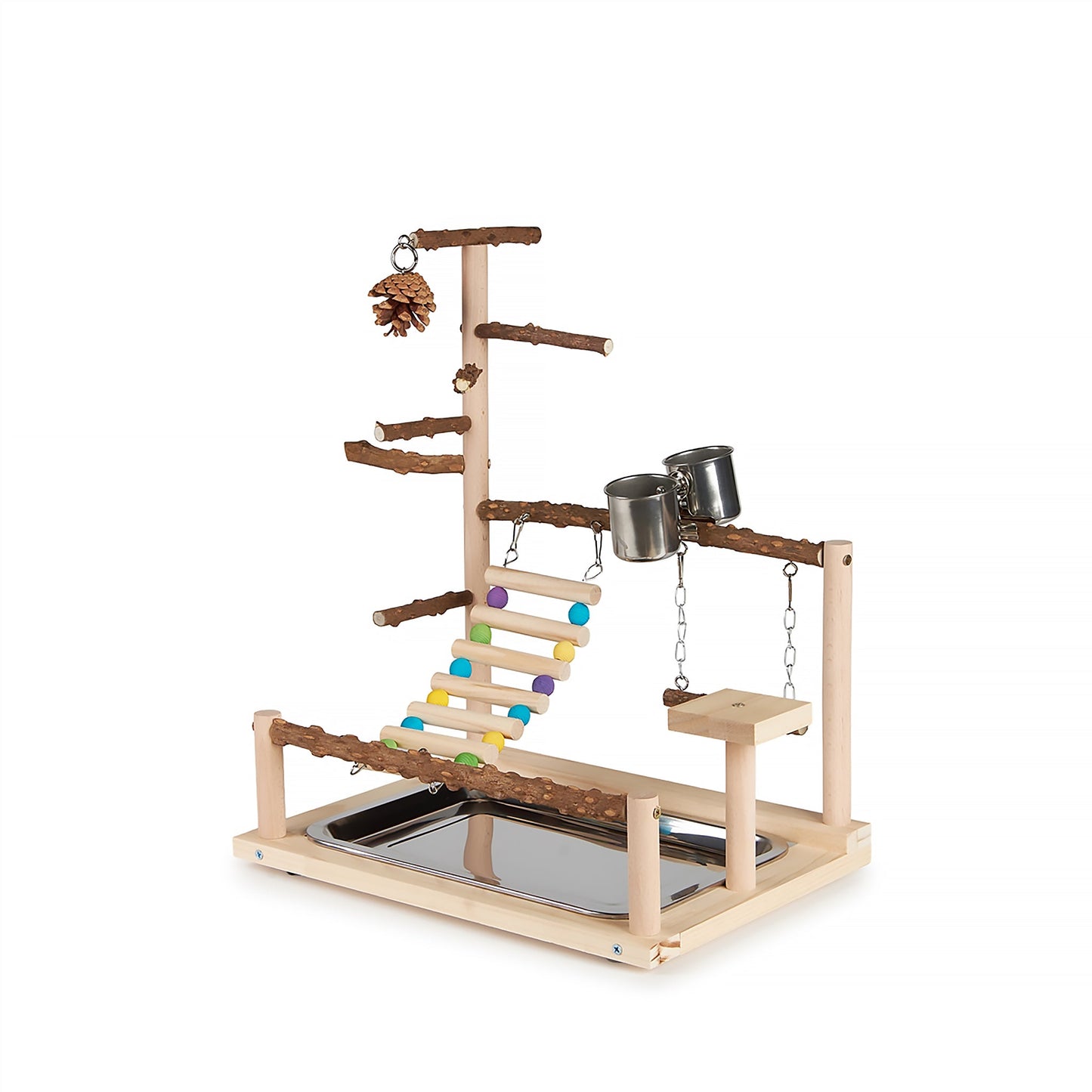 #8106 Aria Knobby Hangout Playstand - Wooden Bird Gym Activity Center