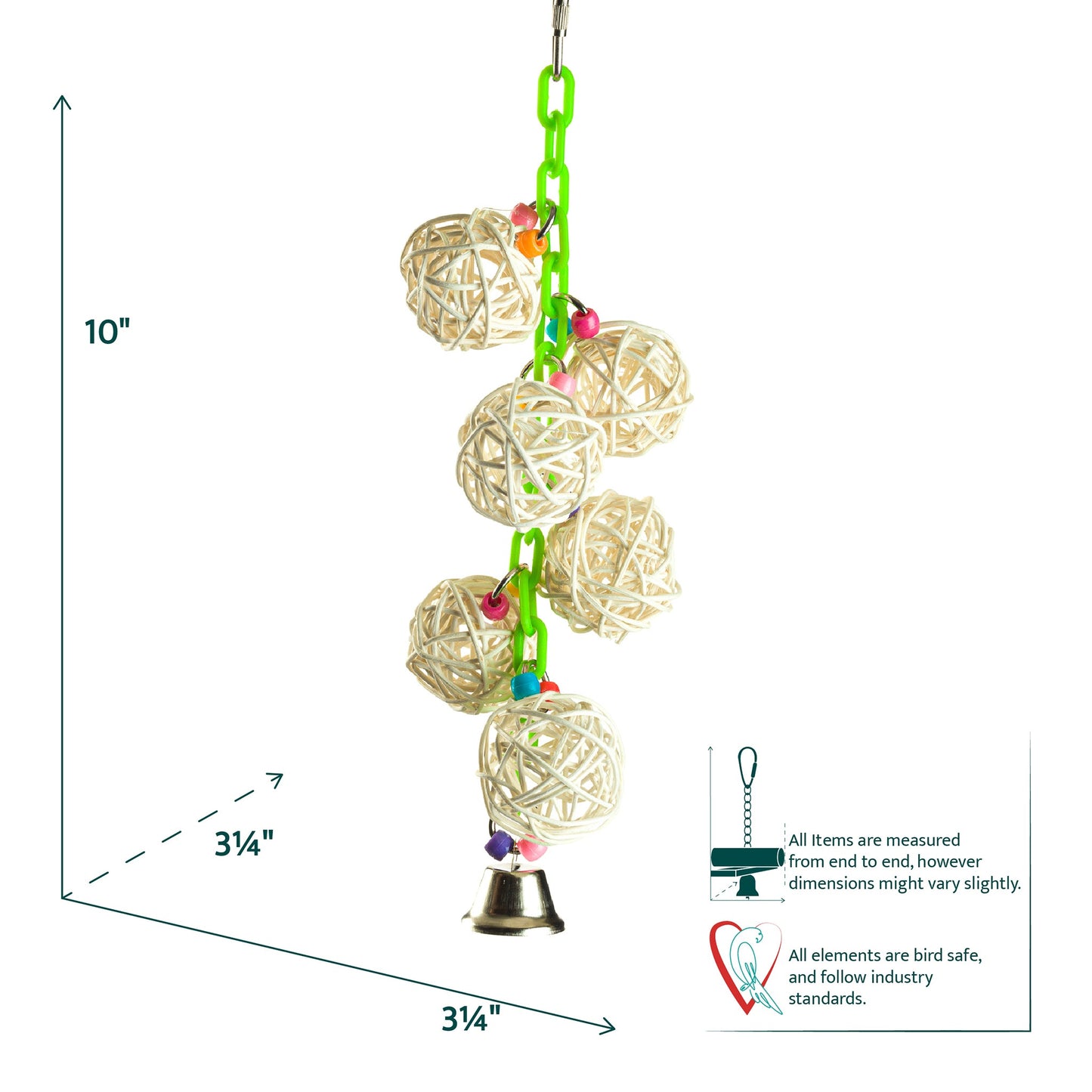 #2049 Aria Wicker Links 6 Links - Chew Bird Toy