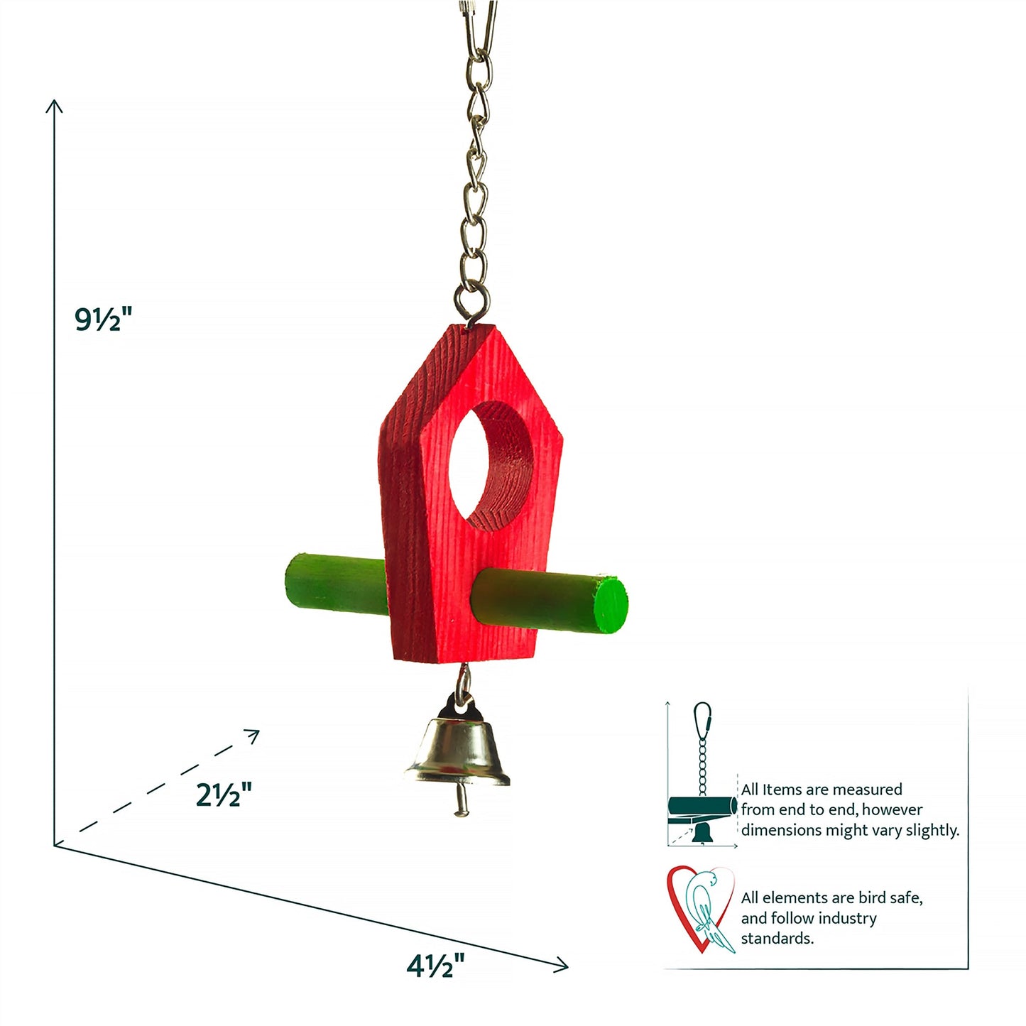 #2064 Aria Birdhouse Perchy - Swinging Chew Bird Toy