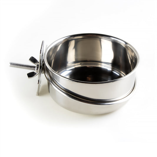 #8003 Aria Shallow Stainless Bolt-On Dish - Steel Bird Cage Food Cup