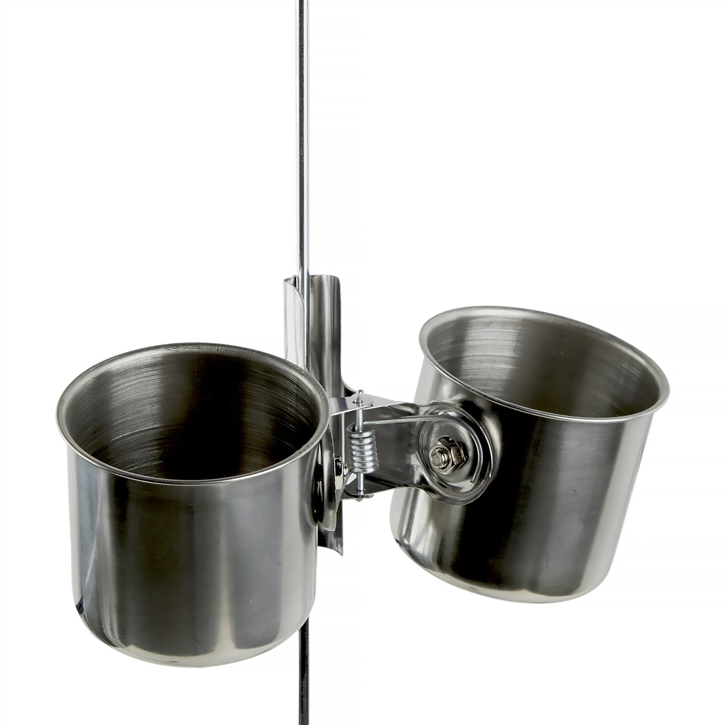 #8061 Aria Mini Double Clamp Cups - Stainless Steel Bird Cage Food & Water Dishes