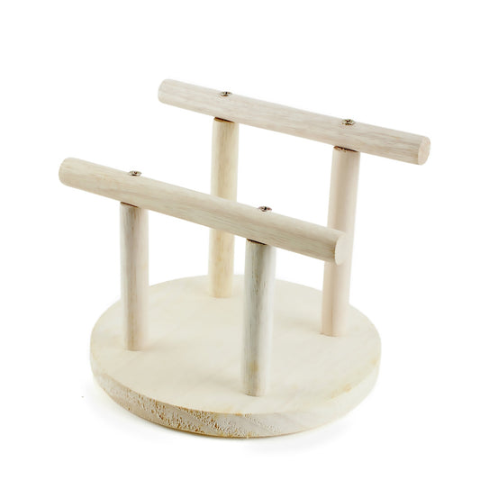 #8066 Aria Double Perch Training Stand - Portable Wooden Bird Perch Stand