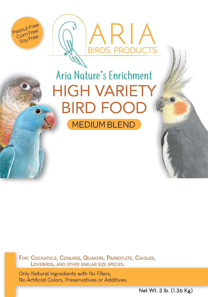 #1004 Aria Nature's Enrichment High-Variety Seed Blend for Medium Parrots - 3lb