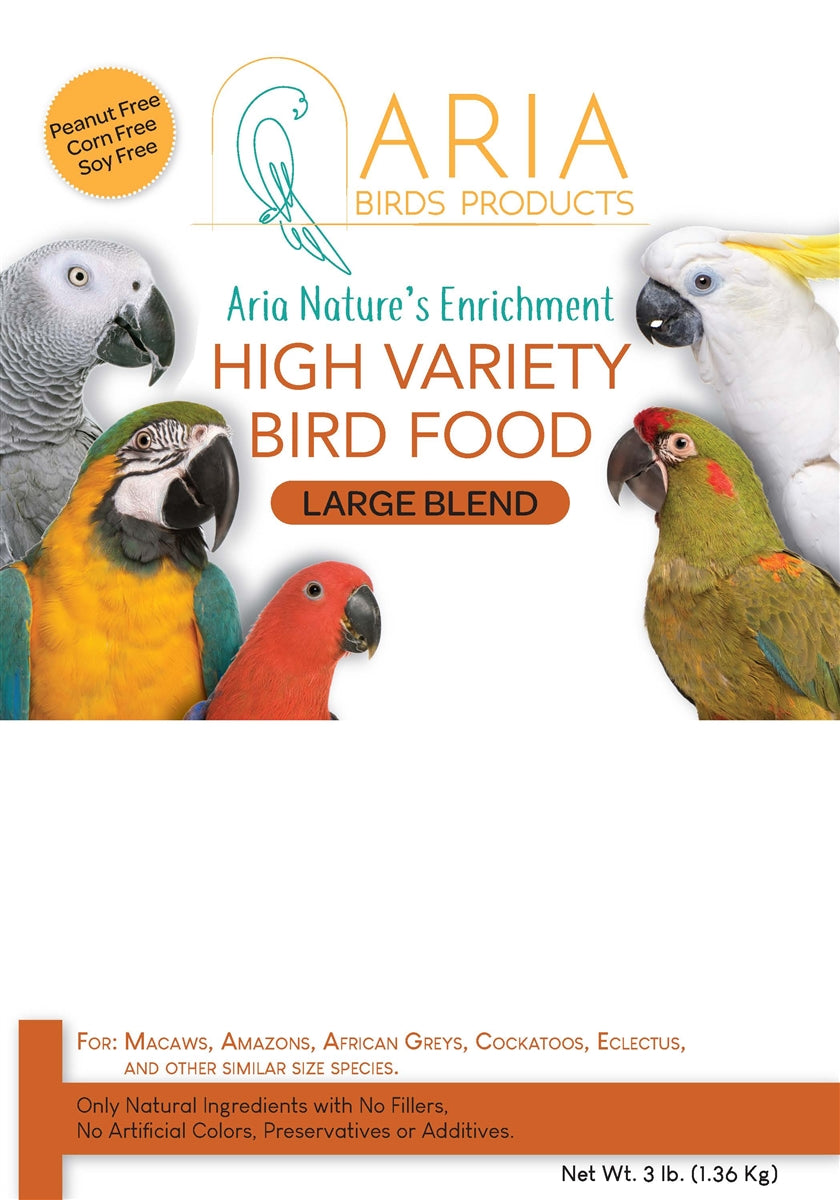 #1006 Aria Nature's Enrichment High-Variety Seed Blend for Large Parrots - 3lb