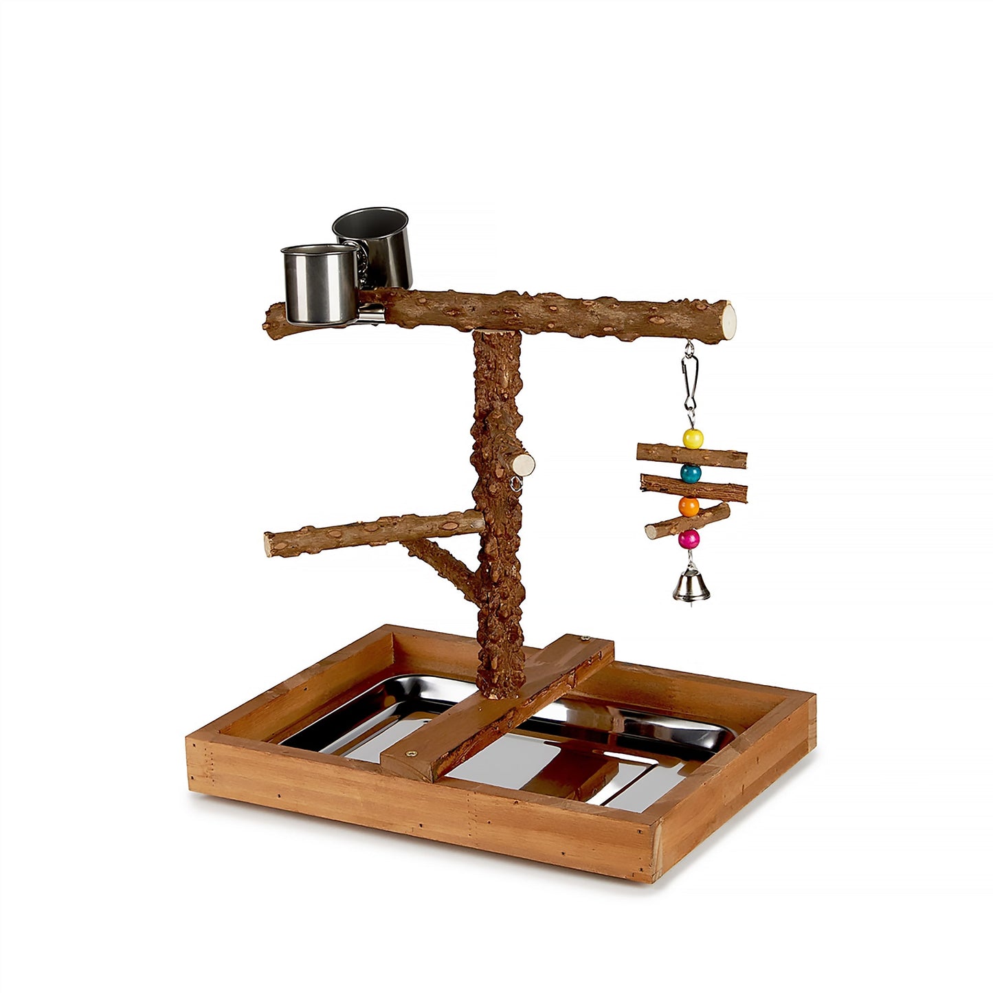 #8107 Aria Steppin Up Playground Playstand - Natural Wood Bird Activity Center