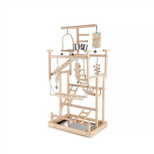 #8110 Aria My Happy Place Playstand - Multi-Level Wooden Bird Playground