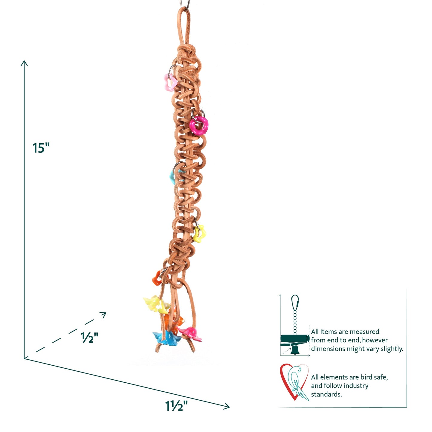 #2261 Aria Leather Braid & Bangles - Chew Bird Toy