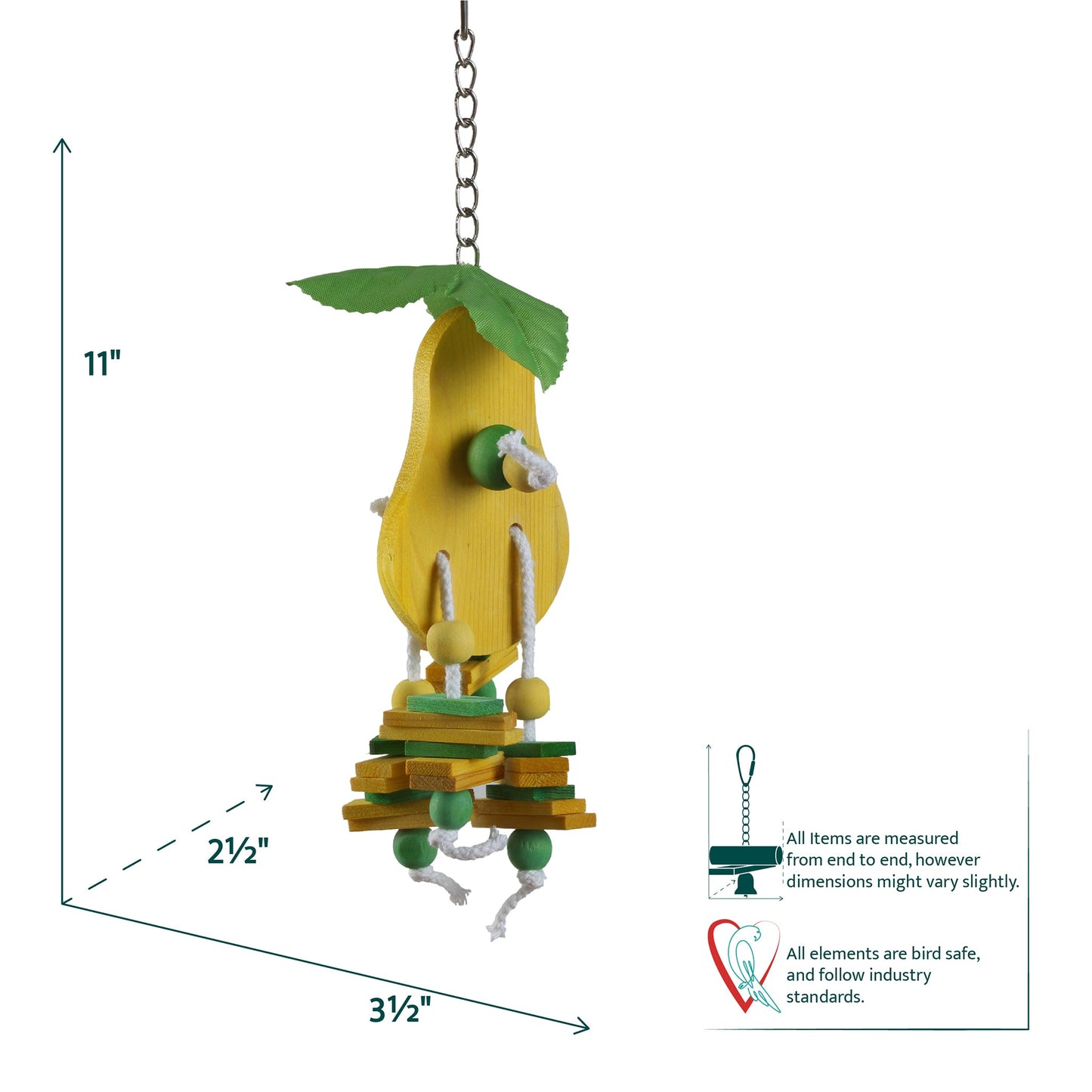 #2268 Aria Pear Party Mini - Chew Bird Toy