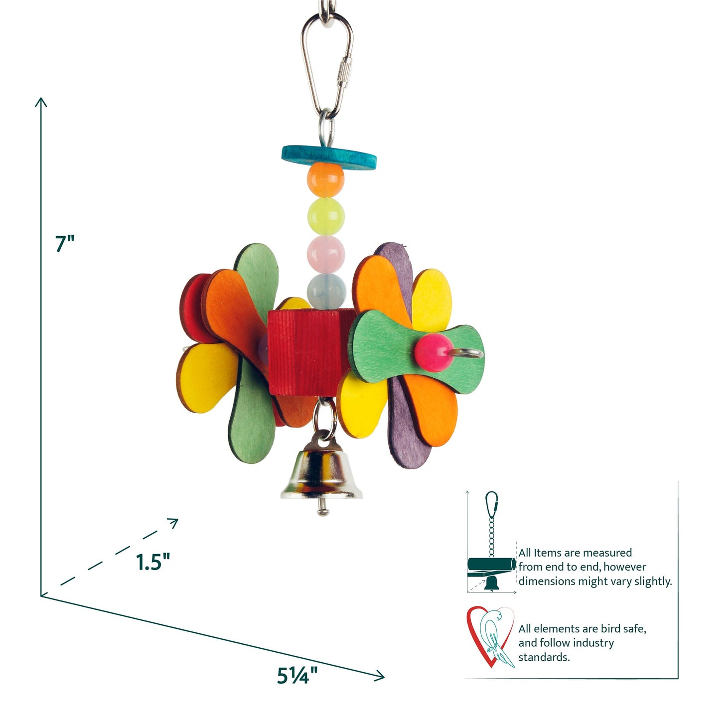 #2283 Aria Petal Spin - Small Interactive Chew Bird Toy
