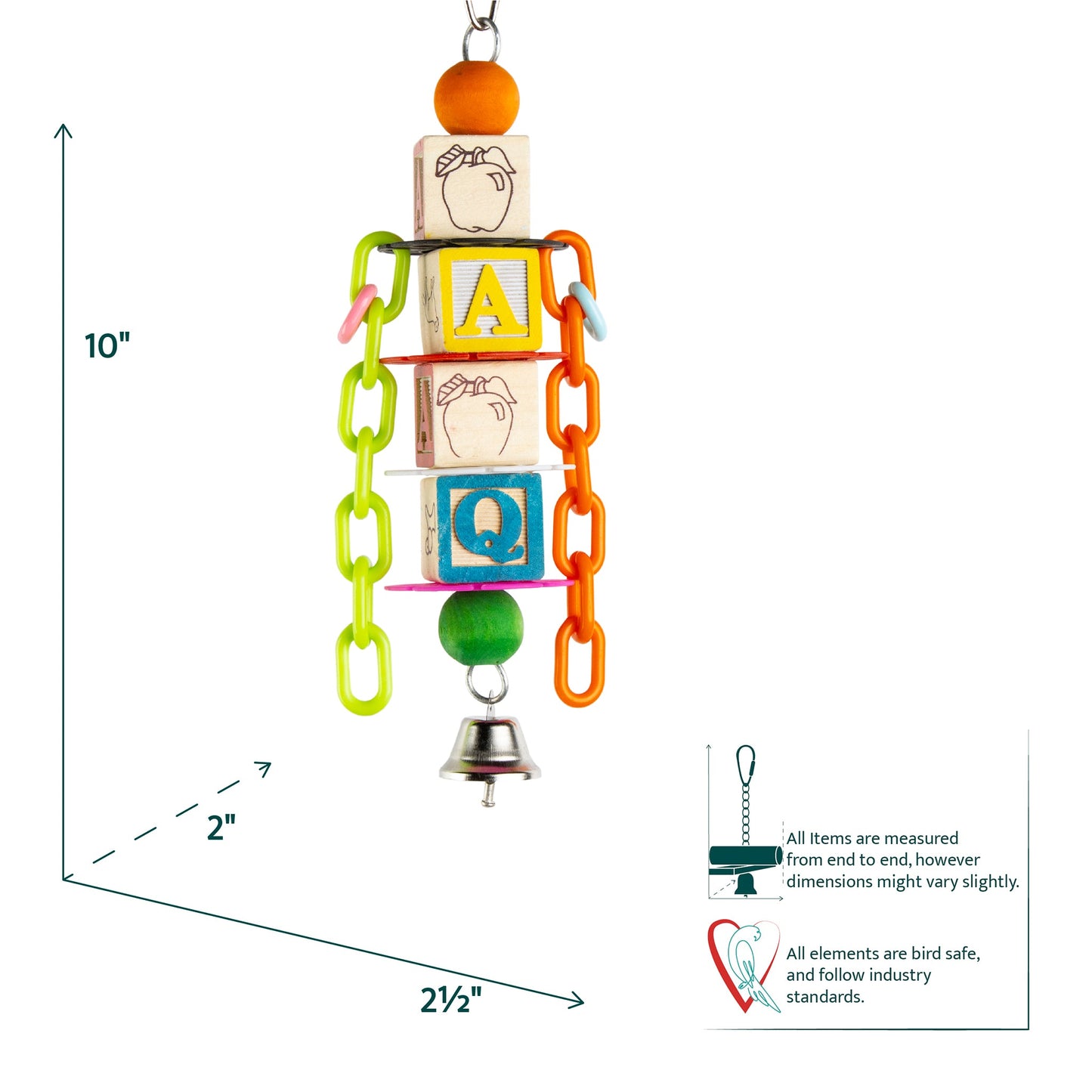 #2286 Aria Alpha Blocks - Chew Bird Toy