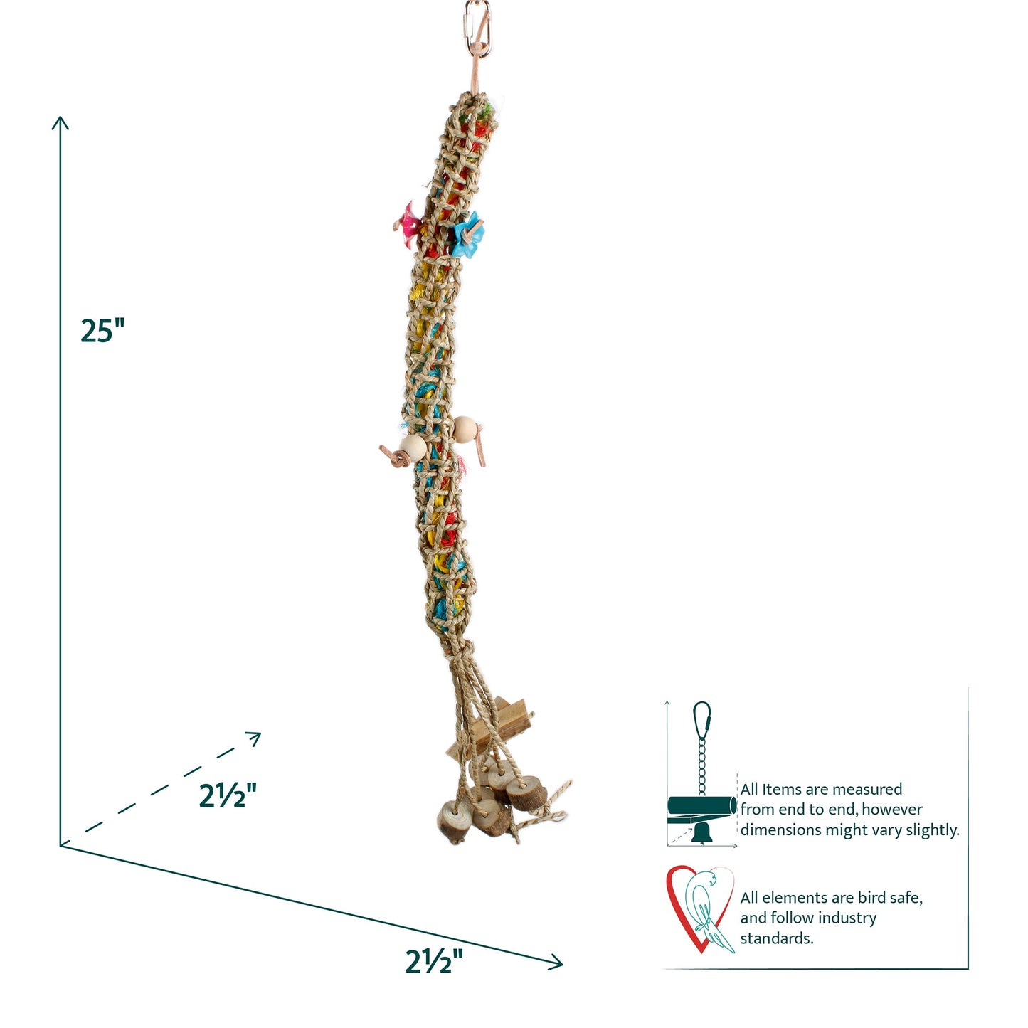 #2316 Aria Wicker Wiggle Worm - Chew Bird Toy