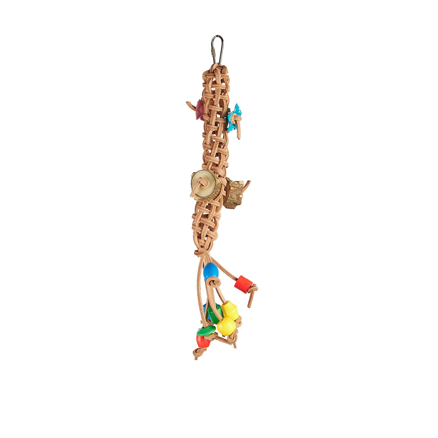 #2475 Aria Braided Leather Tassles - Chew & Foraging Bird Toy