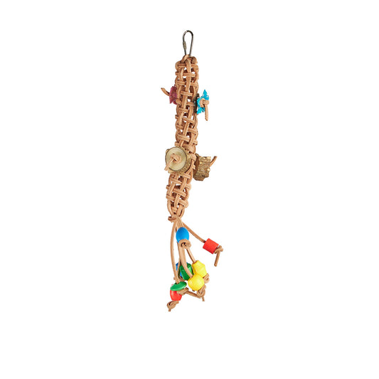 #2475 Aria Braided Leather Tassles - Chew & Foraging Bird Toy